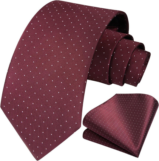 Polka Dot Ties for Men Classic Silk Ties and Pocket Square Formal Business Necktie Handkerchief Wedding Party