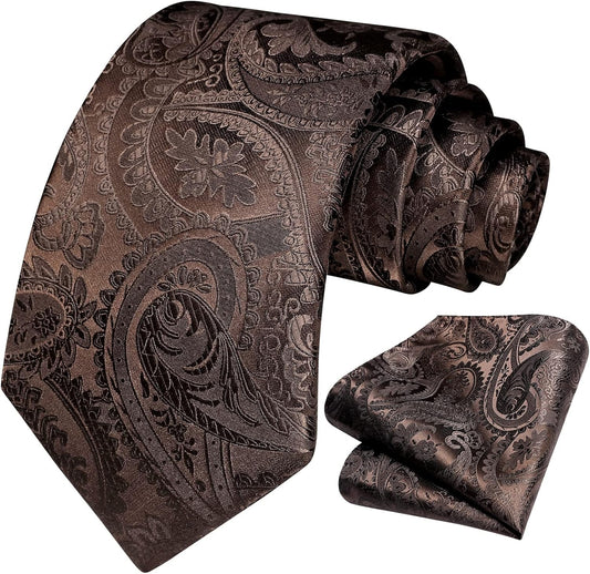 Paisley Ties for Men Solid Tie Handkerchief Floral Men'S Necktie & Pocket Square Set Wedding Classic Mens Ties
