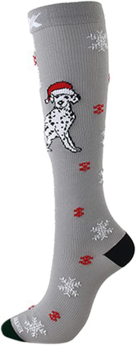 Women'S Christmas Compression Socks Performance Sports Casual Socks Vintage Xmas Pattern Socks
