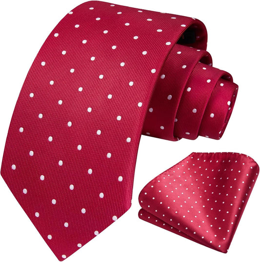 Polka Dot Ties for Men Classic Silk Ties and Pocket Square Formal Business Necktie Handkerchief Wedding Party